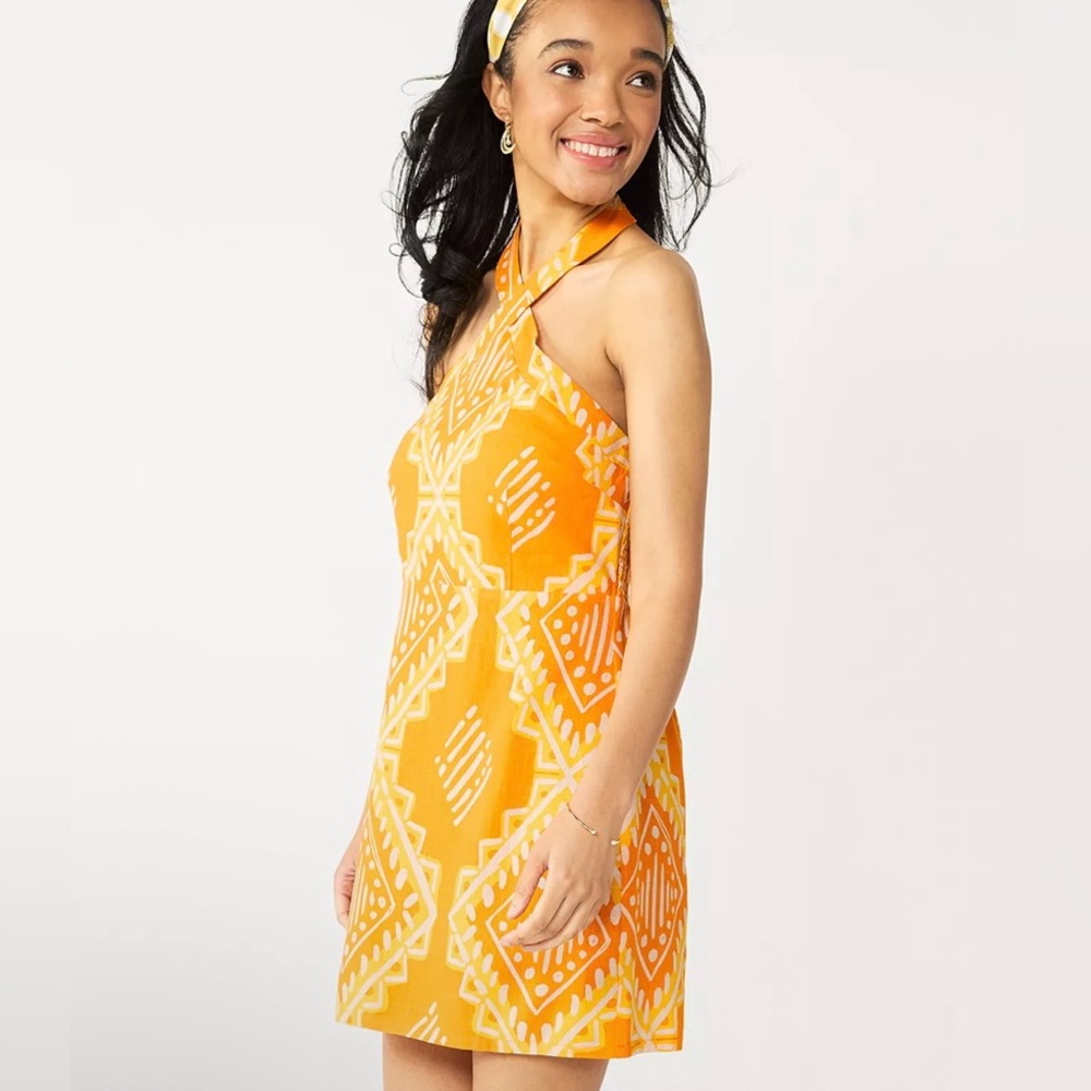 NWT Rewind Large Citrus Punch Halter Dress